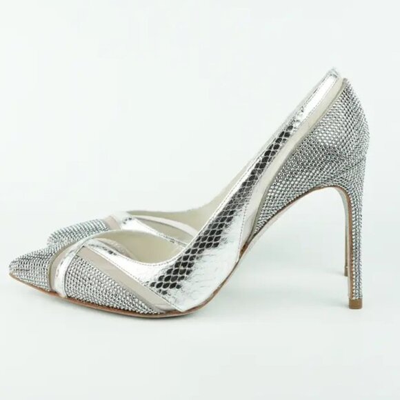 NWT Rene Caovilla Jeweled Silver Pump ORIGINAL PRICE $1,160 - Picture 3 of 9
